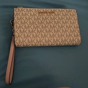 Michael Kors Monogram Beige Wristlet